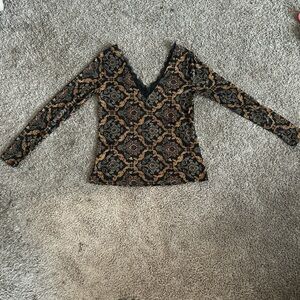 Daytrip Black and Gold Patterned Blouse